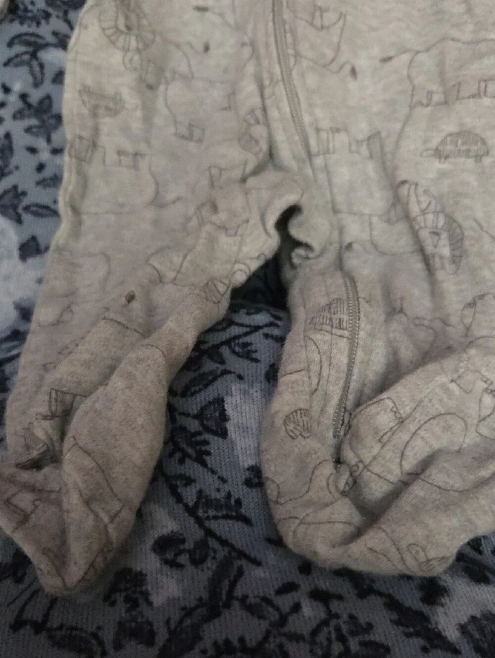 Baby Gray Elephant Print Baby One-Piece Sleeper 0-3 Months NWOT